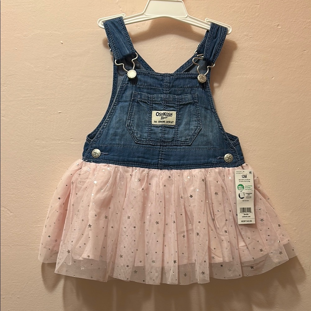 OshKosh B'gosh Blue Denim Dress with Pink Starry Tulle